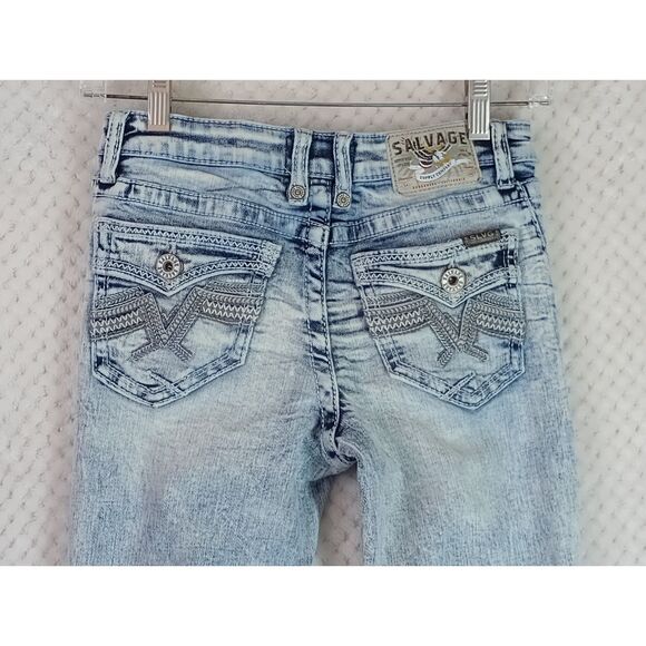 Salvage Chaos Boot Regular Fit Boys 12 Tall Destructed Denim Jeans - Picture 9 of 15